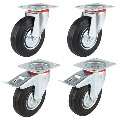 3" 4" 5" 6" 8 인치 고무 캐스터 휠, 스틸 코어 롤러 베어링 캐스터 휠 OEM ODM