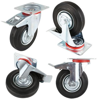 3" 4" 5" 6" 8 인치 고무 캐스터 휠, 스틸 코어 롤러 베어링 캐스터 휠 OEM ODM
