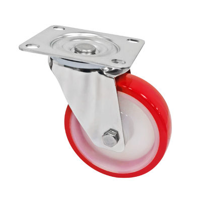 빨간색 흰색 PU 5인치 125mm 캐스터 바퀴 산업용 캐스터 바퀴