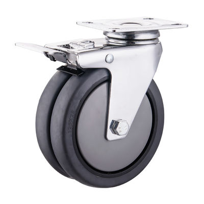 TPR 캐스터 휠 75mm 100mm 125mm PU 산업용 쌍륜 캐스터